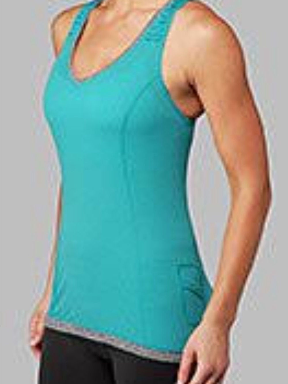 lululemon women tank top 4 blueteal gray raceback ruffled adjustable size 6